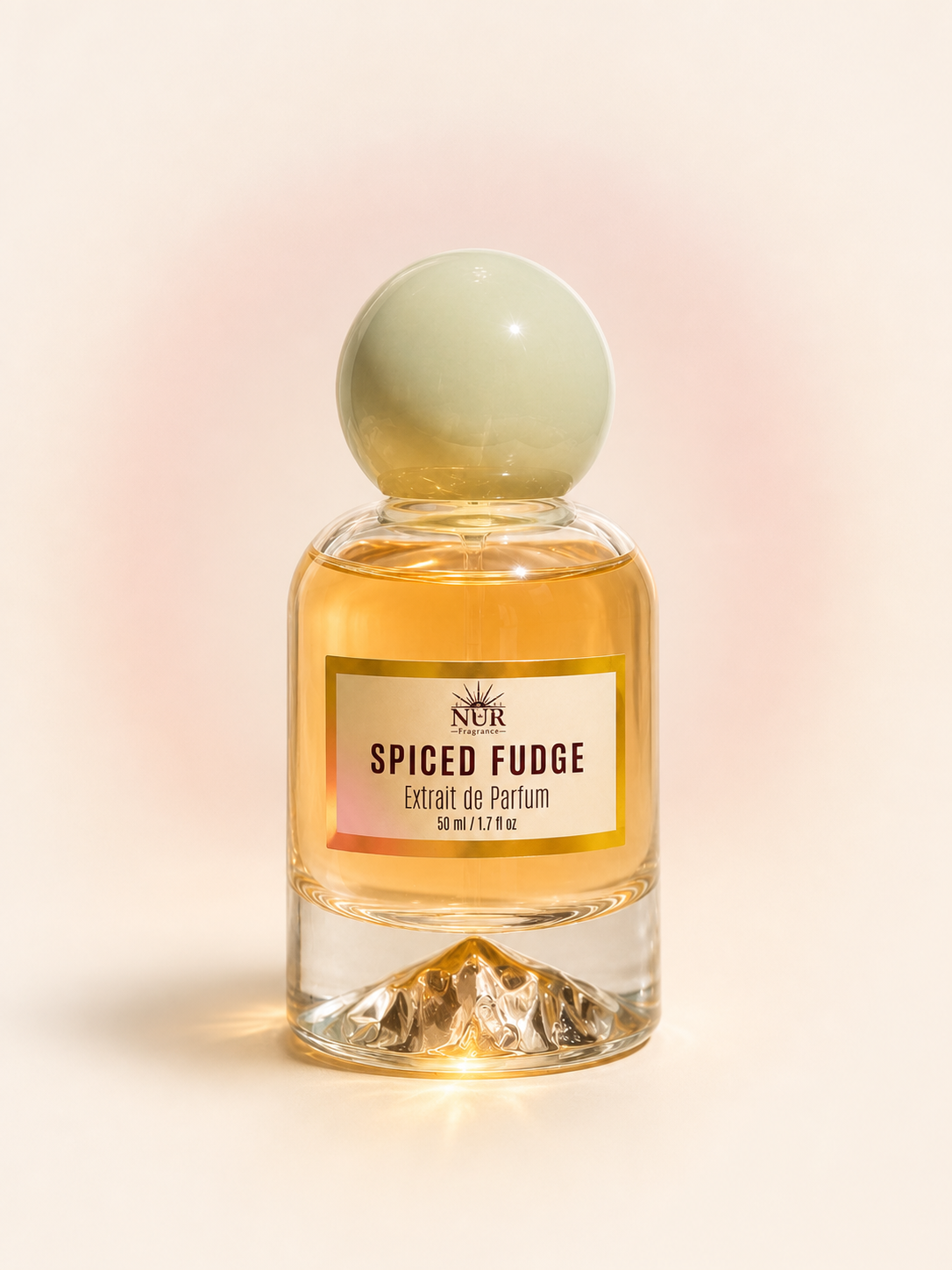 Spiced Fudge perfume with pistachio-colored cap